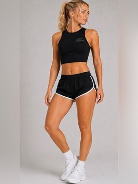 Rabbit Running Black White Perforated Lined Running Shorts Medium Athleisure Y2K